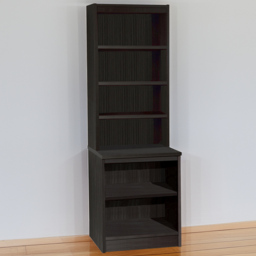 R White Cabinets Black 6 Shelf Bookcase with Hutch