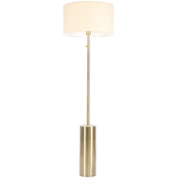 ValueLights Lexy Reni Cream Shade Antique Brass LED Floor Lamp