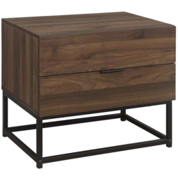 Houston 2 Drawer Walnut Wood Bedside Table - thumbnail 2