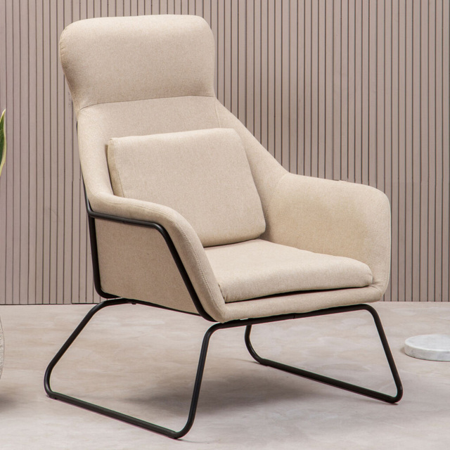 Premier Housewares Stockholm Natural Chair With Black Metal Frame - image 1