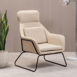 Premier Housewares Stockholm Natural Chair With Black Metal Frame - thumbnail 3