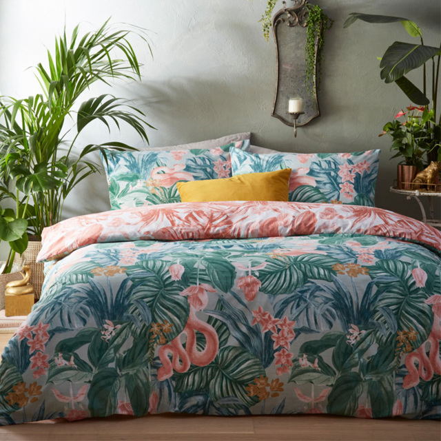 furn. Medinilla Double Sage and Blush Tropical Duvet Cover Set - image 1