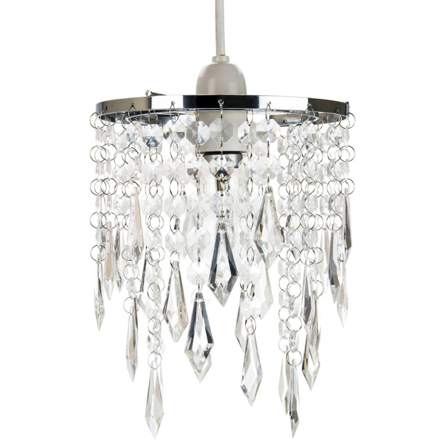 Happy Homewares Waterfall Design Ceiling Pendant Shade with Clear Acrylic Droplets and Beads - image 1