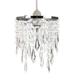 Happy Homewares Waterfall Design Ceiling Pendant Shade with Clear Acrylic Droplets and Beads