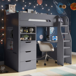 Flair Cosmic Wooden Grey Sleeper Bed with Storage