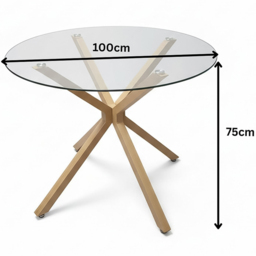 Portland Mustard Gem Pattern Round Glass 4 Seater Dining Set - thumbnail 4