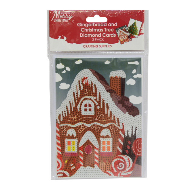 Pack of 2 Christmas Diamond Cards - Robin and Santa - image 1