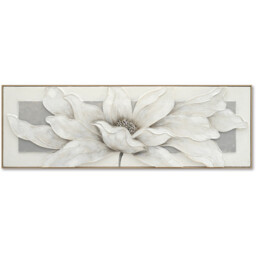 3D Embellished Soft Grey Flower Canvas - White and Grey