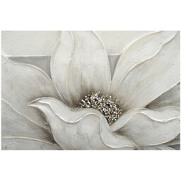 3D Embellished Soft Grey Flower Canvas - White and Grey - thumbnail 3