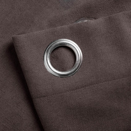 Alan Symonds Velvet Chenille Ring Top Eyelet Curtains Chocolate 142 x 137cm - thumbnail 2