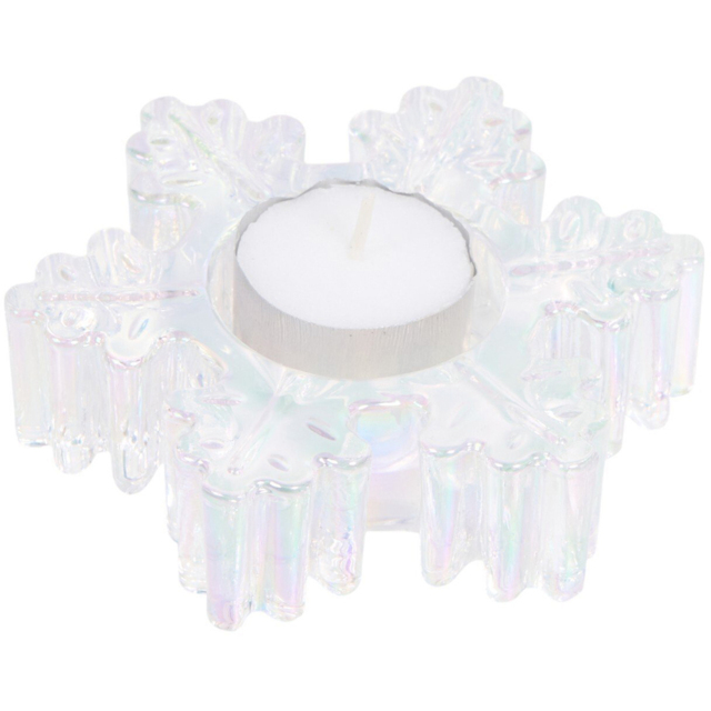 Clear Snowflake Glass Tealight Holder - image 1