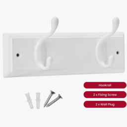 Headbourne White 2 Hook Coat Rail - thumbnail 3