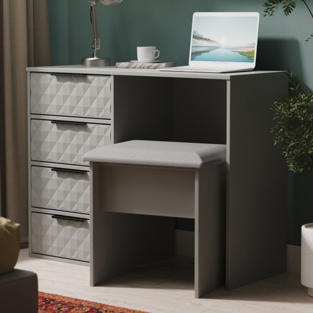 Crowndale Harlequin 4 Drawer Dusk Grey Vanity Dressing Table Ready Assembled - image 1