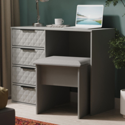 Crowndale Harlequin 4 Drawer Dusk Grey Vanity Dressing Table Ready Assembled - thumbnail 1