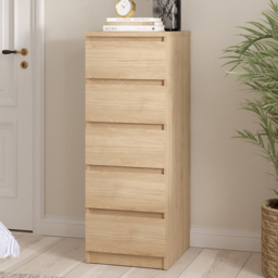 Florence 5 Drawer Jackson Hickory Oak Narrow Chest of Drawers - thumbnail 1