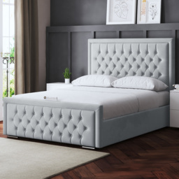 DS Living Allegra Small Double Silver Upholstered Bed Frame with Headboard