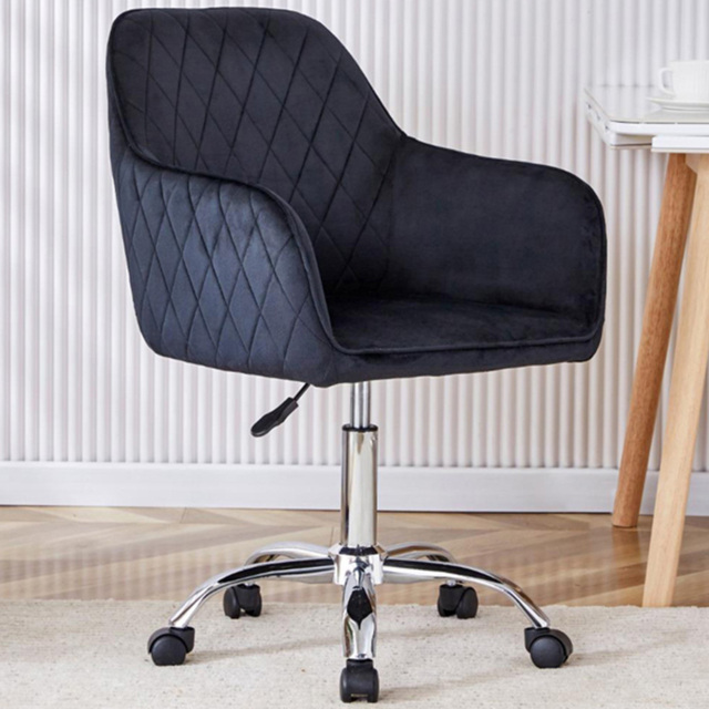 Portland Black Velvet Swivel Office Chair - image 1