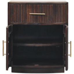 Artisan Furniture Milan Single Drawer 2 Door Dark Brown Solid Wood Bedside Table - thumbnail 4