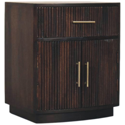 Artisan Furniture Milan Single Drawer 2 Door Dark Brown Solid Wood Bedside Table - thumbnail 3