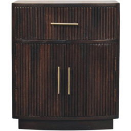 Artisan Furniture Milan Single Drawer 2 Door Dark Brown Solid Wood Bedside Table - thumbnail 2