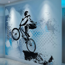 Origin Murals BMX Bikers Blue Wall Mural - thumbnail 1