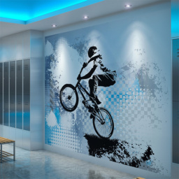 Origin Murals BMX Bikers Blue Wall Mural - thumbnail 3