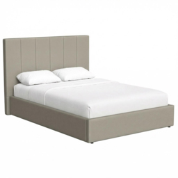 FWStyle Hoscar Beige Small Double Upholstered Lift-Up Ottoman Bed Frame with Ribbed Headboard - thumbnail 3