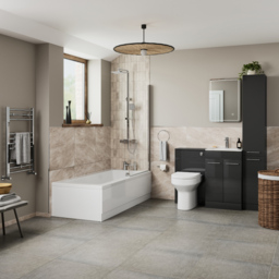 Bathstore Milford 2 Door Anthracite Gloss Floor Standing Tall Unit 350mm - thumbnail 2