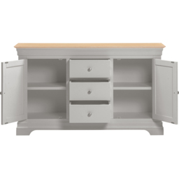 Seconique Bordeaux 2 Door 3 Drawer Pebble Grey and Oak Sideboard - thumbnail 3