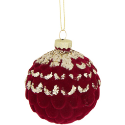 Layered Flocked Bauble Burgundy