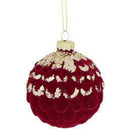 Layered Flocked Bauble Burgundy