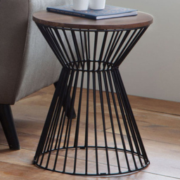 Julian Bowen Jersey Walnut Round Wire Lamp Table