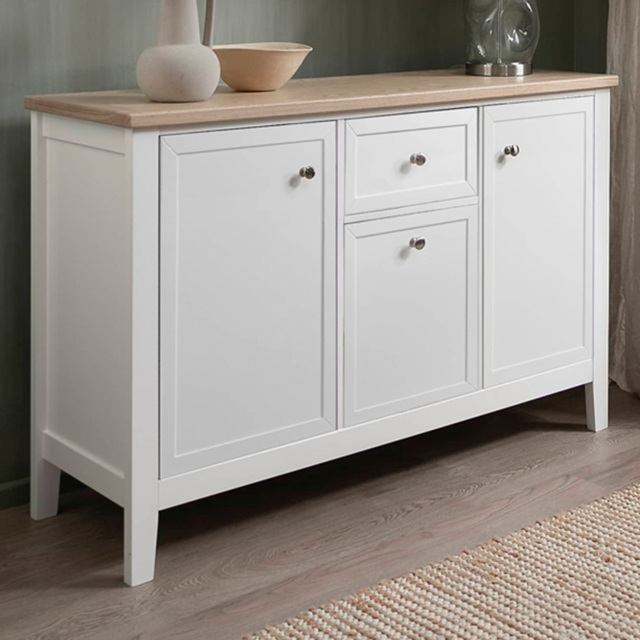 Noa and Nani Leines 2 Door 2 Drawer White and Oak Veneer Sideboard