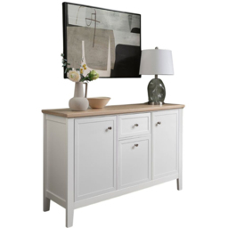Noa and Nani Leines 2 Door 2 Drawer White and Oak Veneer Sideboard - thumbnail 2