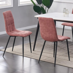 Henri Pink Faux Suede Leather Dining Chair Set of 4