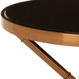 Premier Housewares Alvaro Black Glass Top Round Side Table with Rose Gold Legs - thumbnail 4