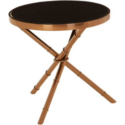 Premier Housewares Alvaro Black Glass Top Round Side Table with Rose Gold Legs - thumbnail 2