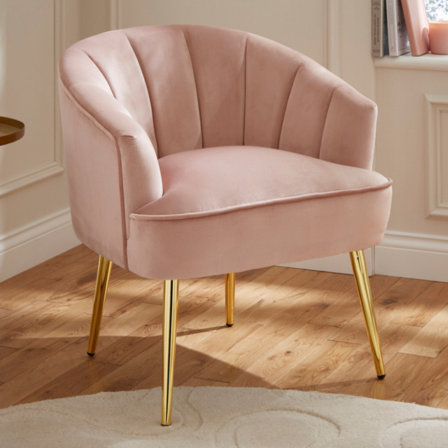 GFW Pettine Blush Pink Plush Fabric Accent Chair - image 1