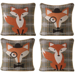 Alan Symonds Tapestry Style Fox and Vixen Cushion with Polyester Filled Pad 45 x 45cm 4 Pack
