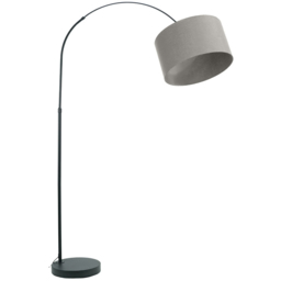 ValueLights Louis Grey Fabric Drum Shade Black Curved LED Floor Lamp