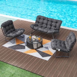 Furniture One Grey 4 Seater Cushioned Outdoor Lounge Set - thumbnail 3