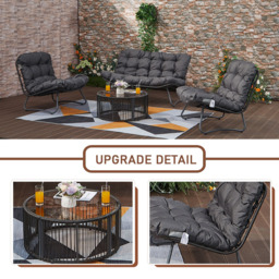 Furniture One Grey 4 Seater Cushioned Outdoor Lounge Set - thumbnail 4