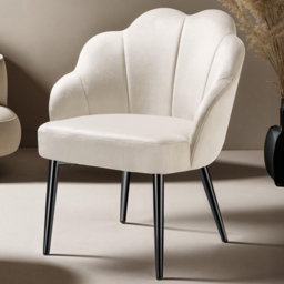 tectake Doe Black Woven Fabric Armchair Set of 6 - thumbnail 1