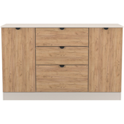 Crowndale Bora 2 Door 3 Drawer Gold Craft Oak and Kashmir Wide Sideboard Ready Assembled - thumbnail 2