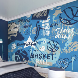 Origin Murals Graffiti Basketball Blue Wall Mural
