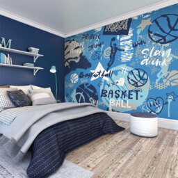 Origin Murals Graffiti Basketball Blue Wall Mural - thumbnail 3
