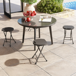 Outsunny Set of 4 Charcoal Grey Garden Folding Stool