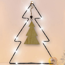St Helens LED Metal Christmas Tree with Wooden Centre 31cm
