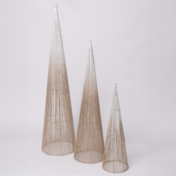 Marco Paul Gold Sparkly 3 Piece LED Christmas Tree Obelisk Decoration Set - thumbnail 2
