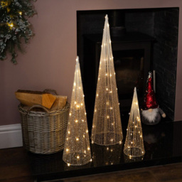 Marco Paul Gold Sparkly 3 Piece LED Christmas Tree Obelisk Decoration Set - thumbnail 3